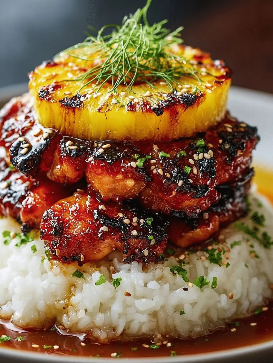 Teriyaki Chicken with Grilled Pineapple and Rice