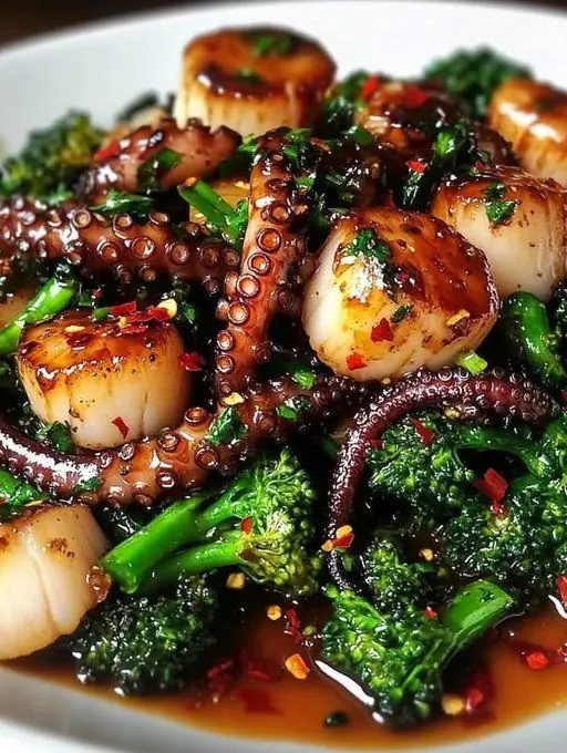Seared Scallops & Octopus with Broccoli