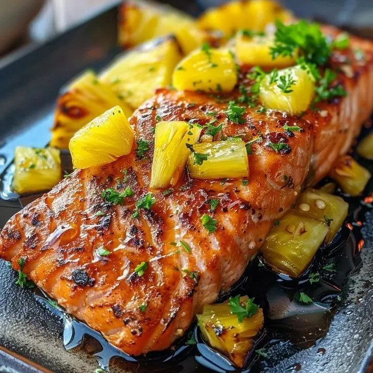 Grilled Pineapple Teriyaki Salmon