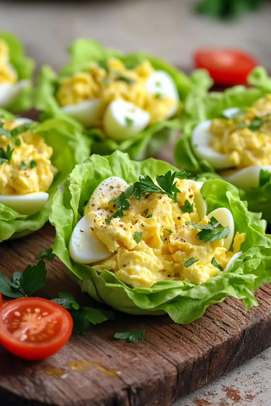 Creamy Egg Salad Lettuce Cups