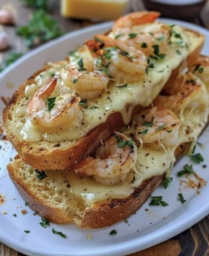 Garlic Shrimp Cheese Toast
