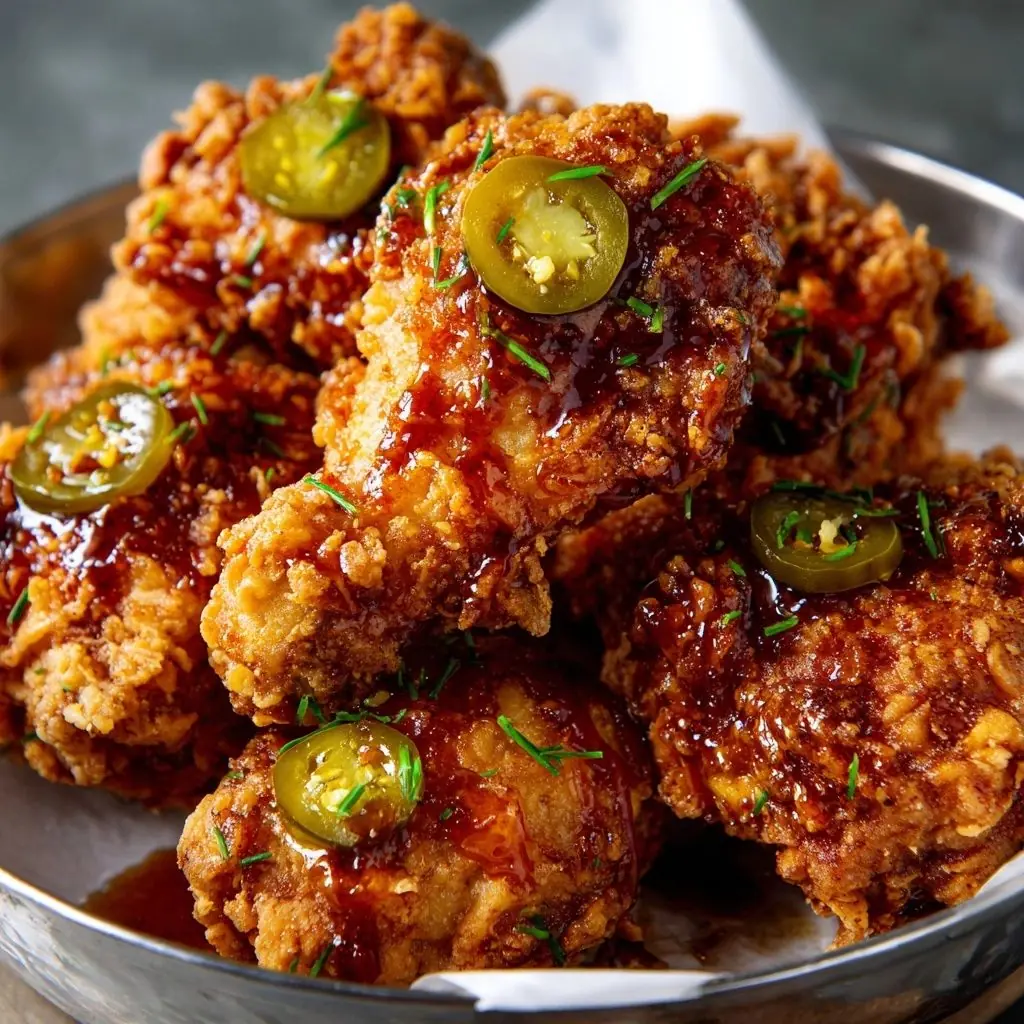 Crispy Spicy Glazed Fried Chicken (with Jalapeños)