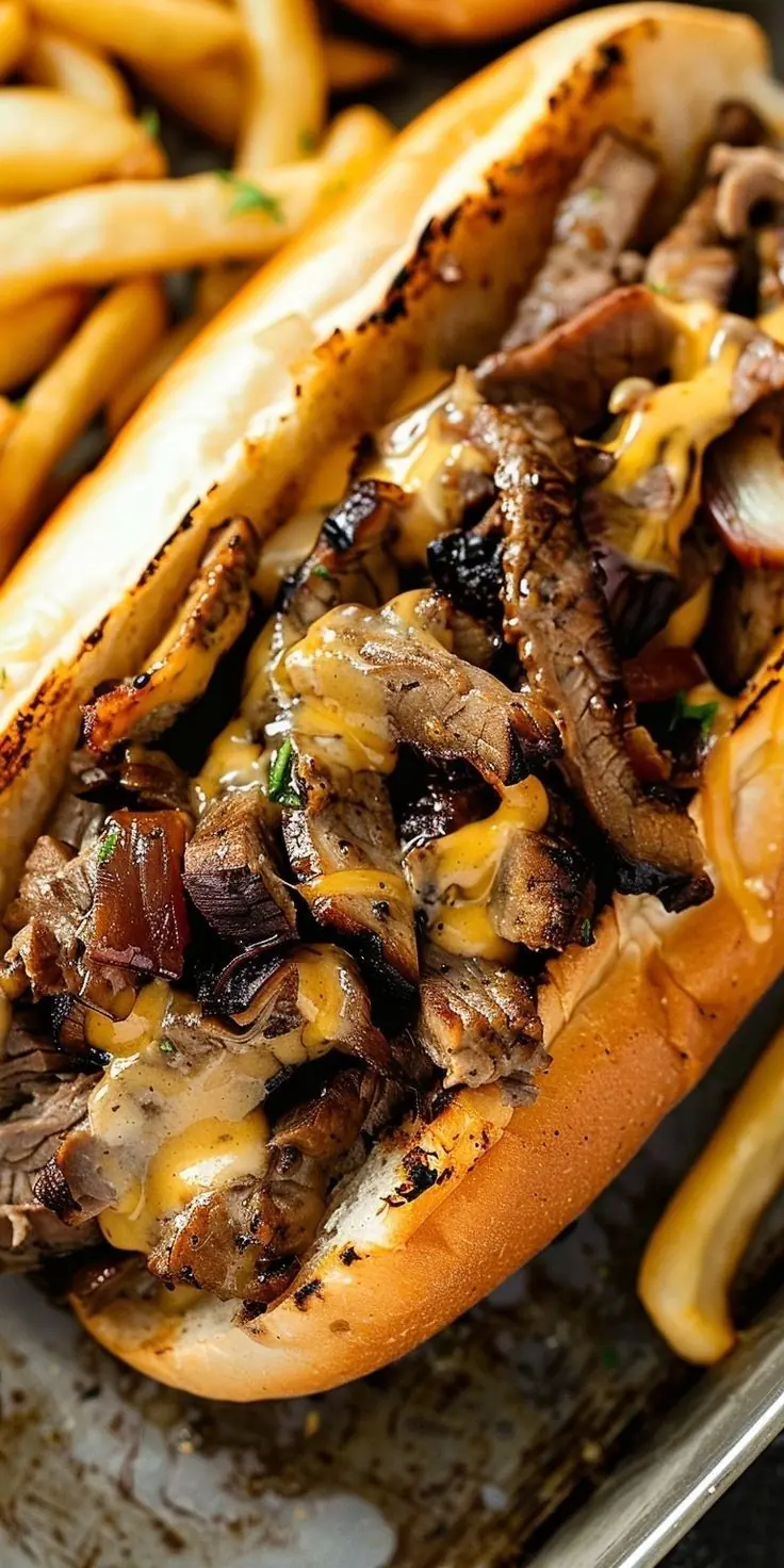 Steak & Melted Cheese Sandwich (Cheesesteak-Style)