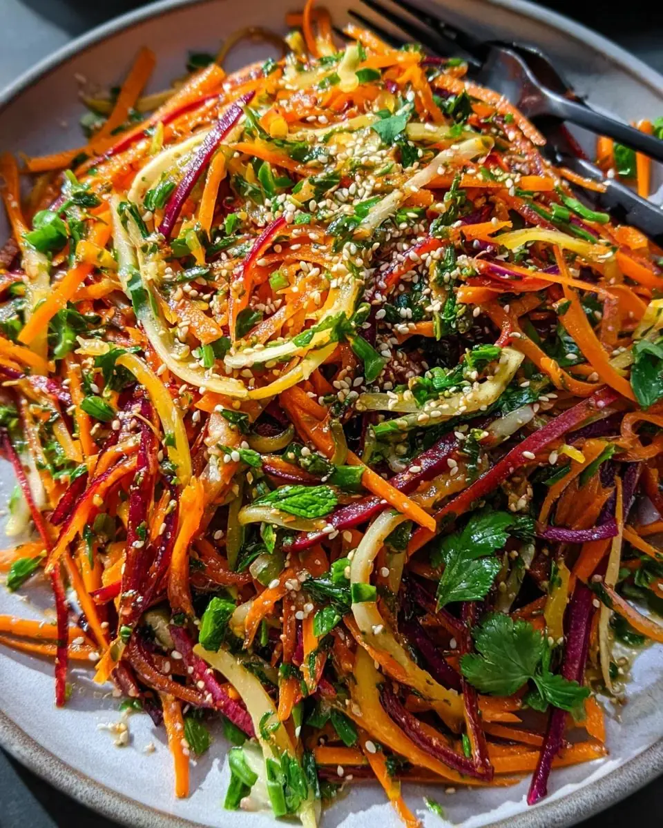 Asian Shredded Vegetable Salad with Sesame Dressing