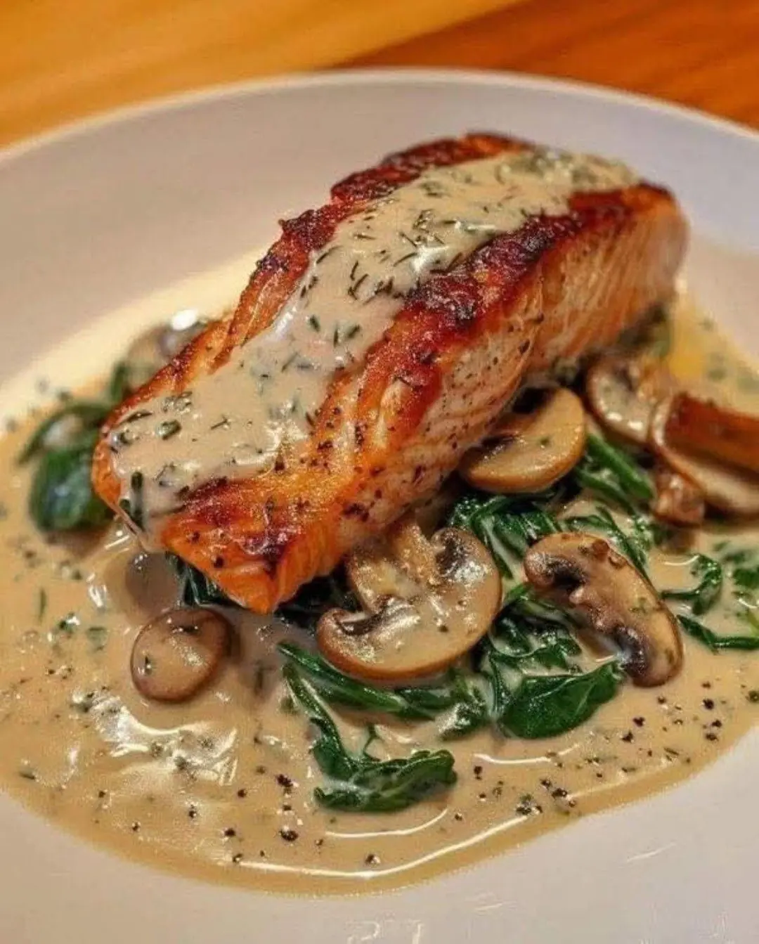 Creamy Garlic Mushroom Salmon
