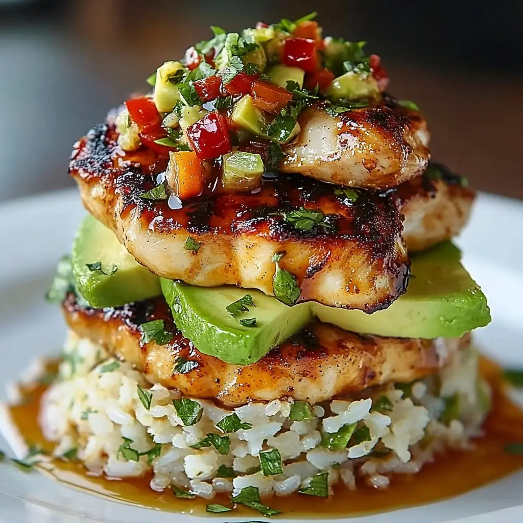 Honey-Glazed Chicken with Avocado Rice & Lime Sauce