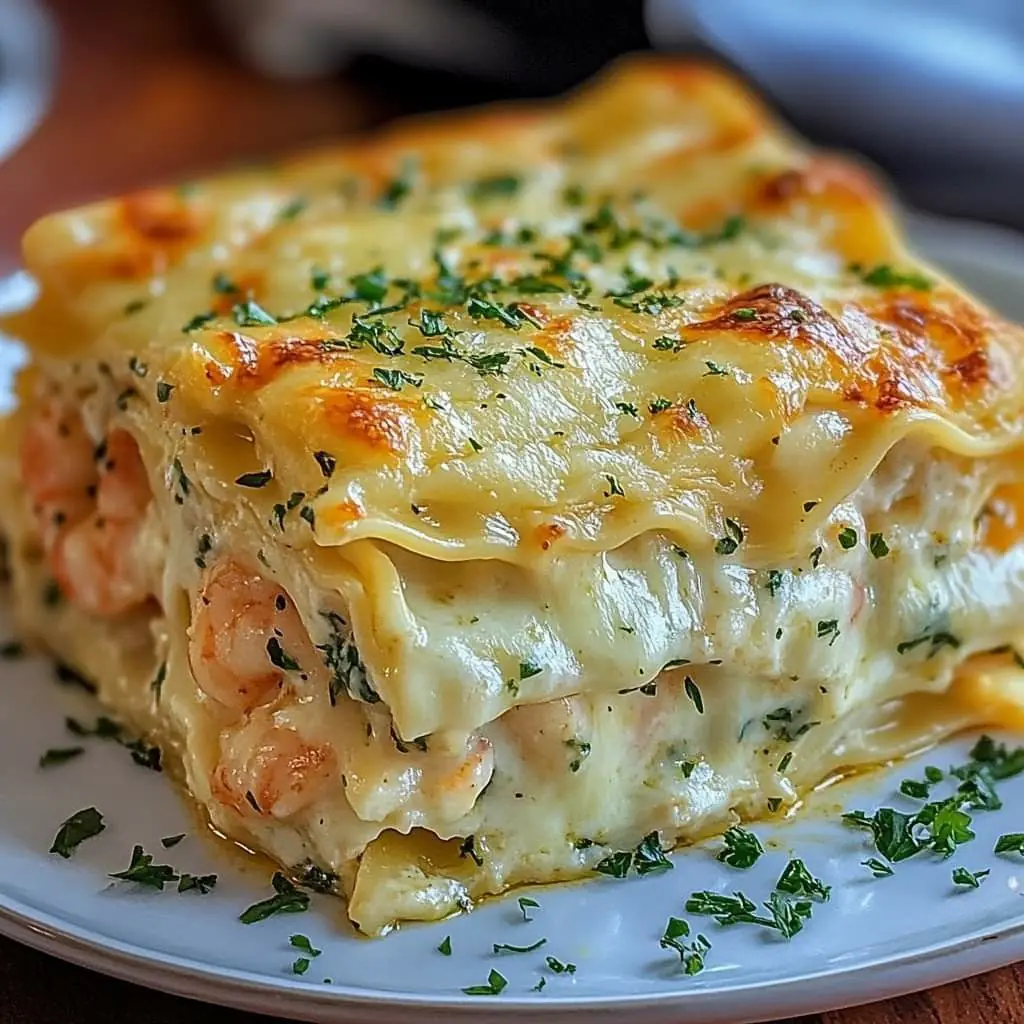 Creamy Shrimp Lasagna (White Sauce Shrimp Lasagna)