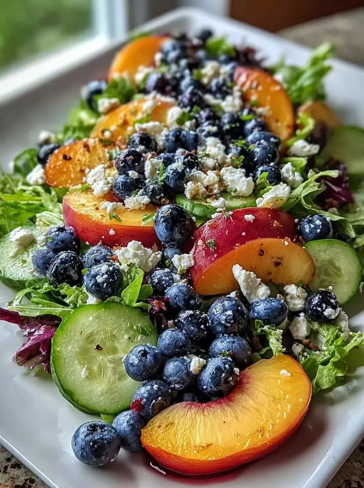 Fresh Summer Fruit & Cucumber Salad with Feta Cheese