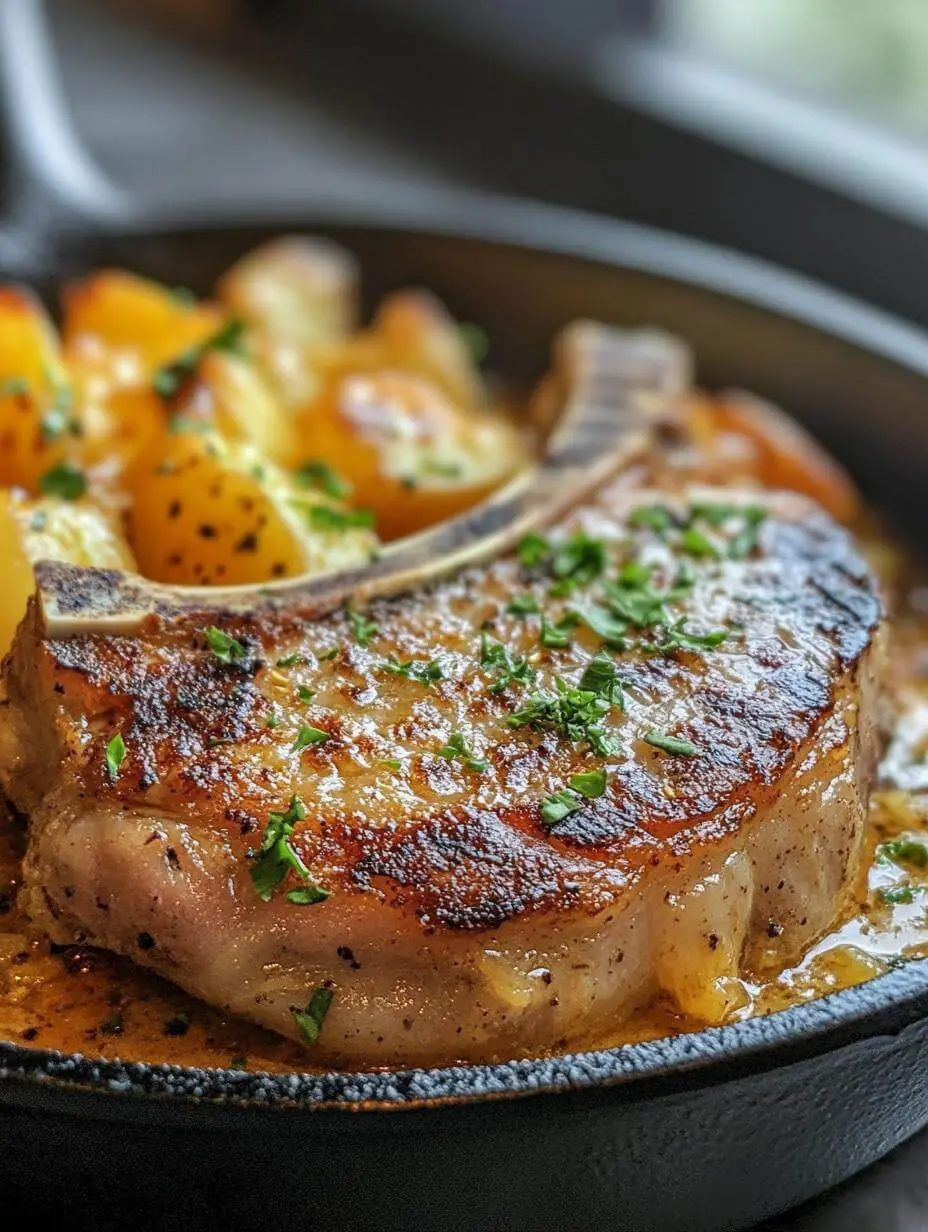 Garlic Butter Pork Chops with Creamy Potato Casserole