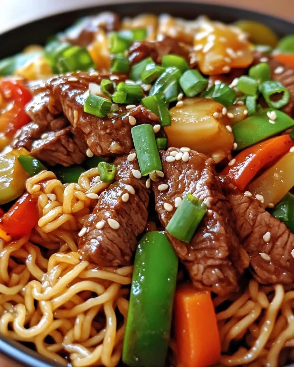 Beef and Veggie Stir-Fry with Ramen Noodles