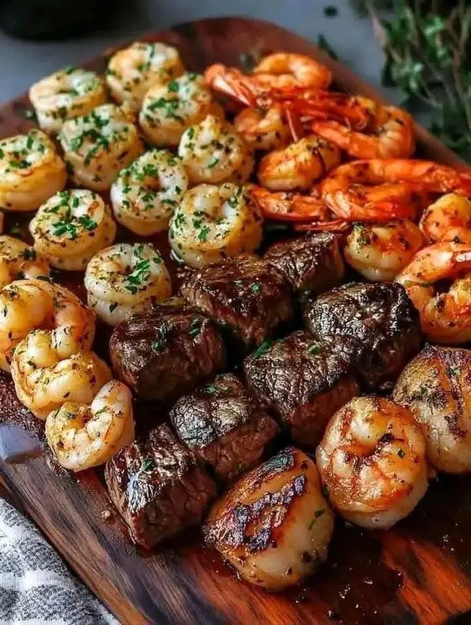 Garlic Butter Steak Bites & Shrimp Feast