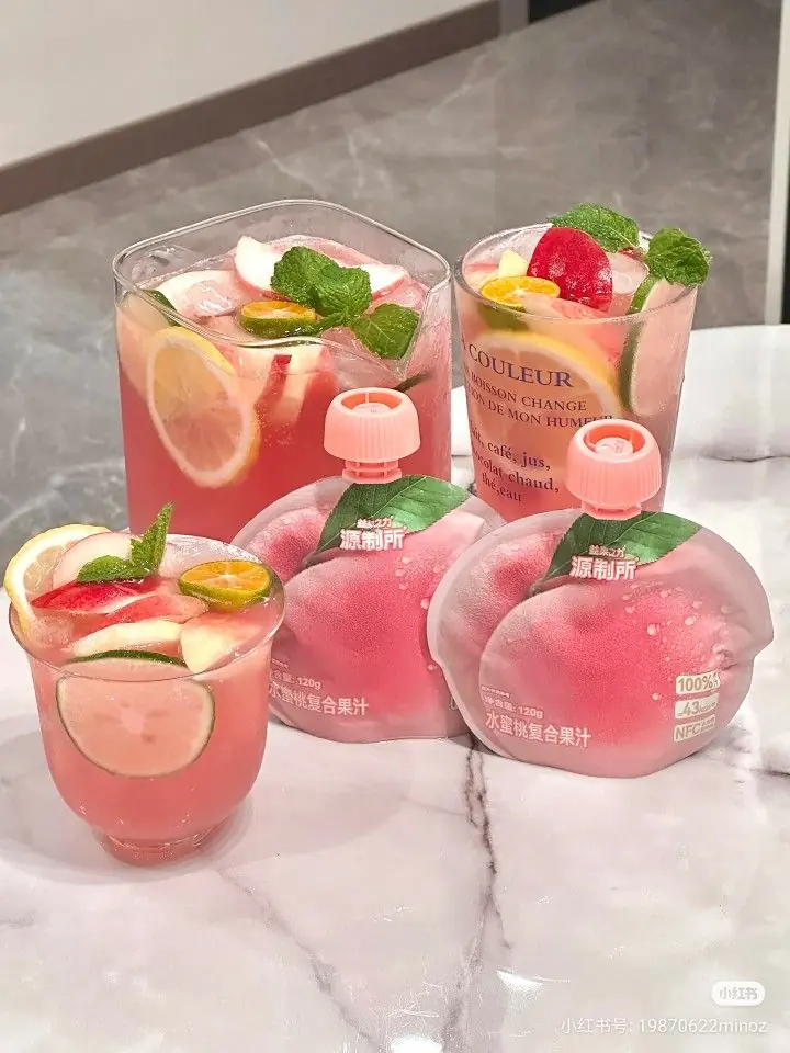 Fresh Peach Lemon Mint Drink