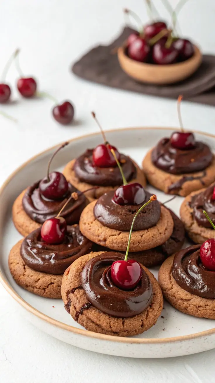 Chocolate Cherry Cookies with Ganache