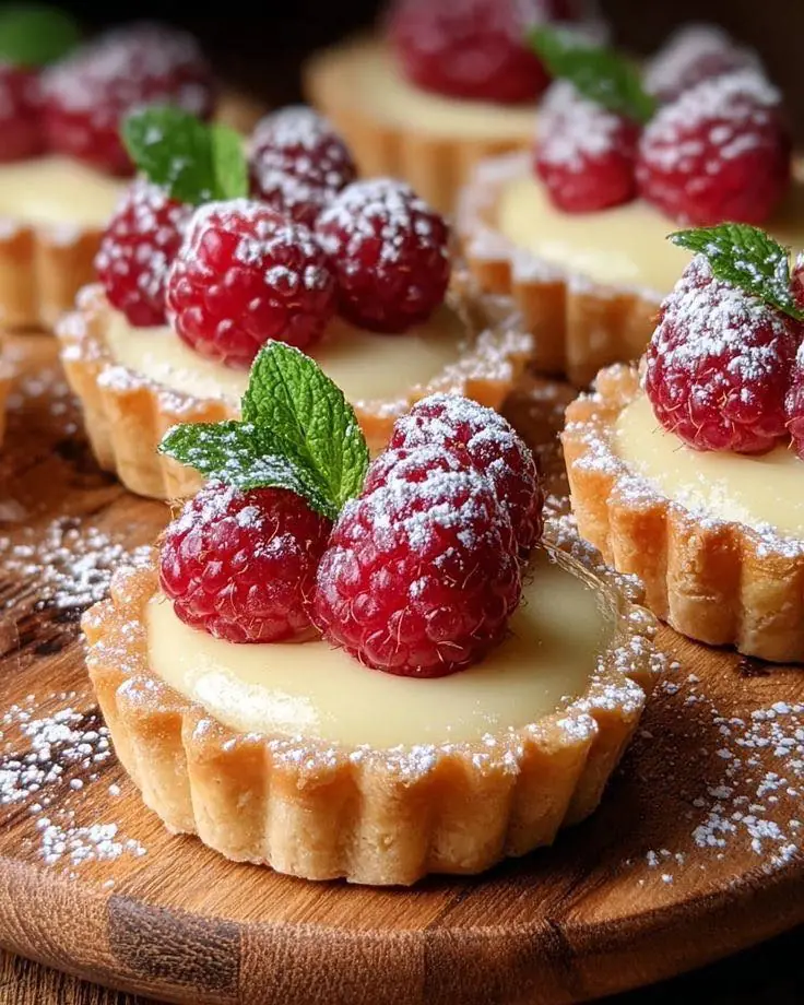 Small buttery tart shells filled with smooth vanilla custard