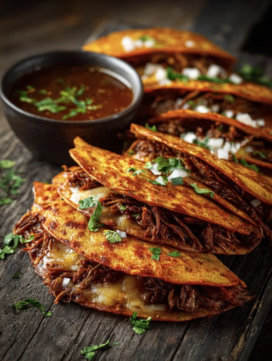 Crispy Shredded Beef Tacos (Birria-Style)