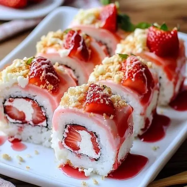 Strawberry Cheesecake Sushi Rolls