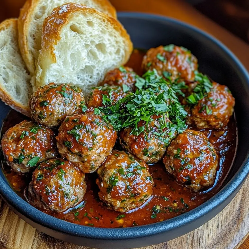 Juicy Garlic Herb Meatballs in Rich Tomato Sauce
