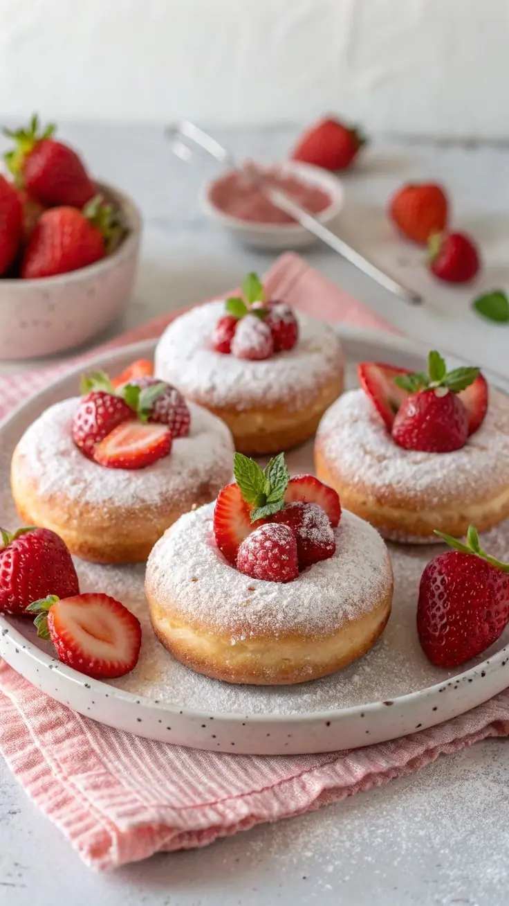 Strawberry Cream-Filled Donuts (Baked or Fried)