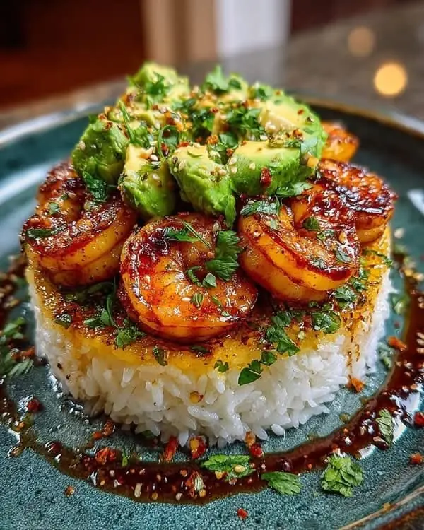 Spicy Honey Garlic Shrimp Rice Bowl