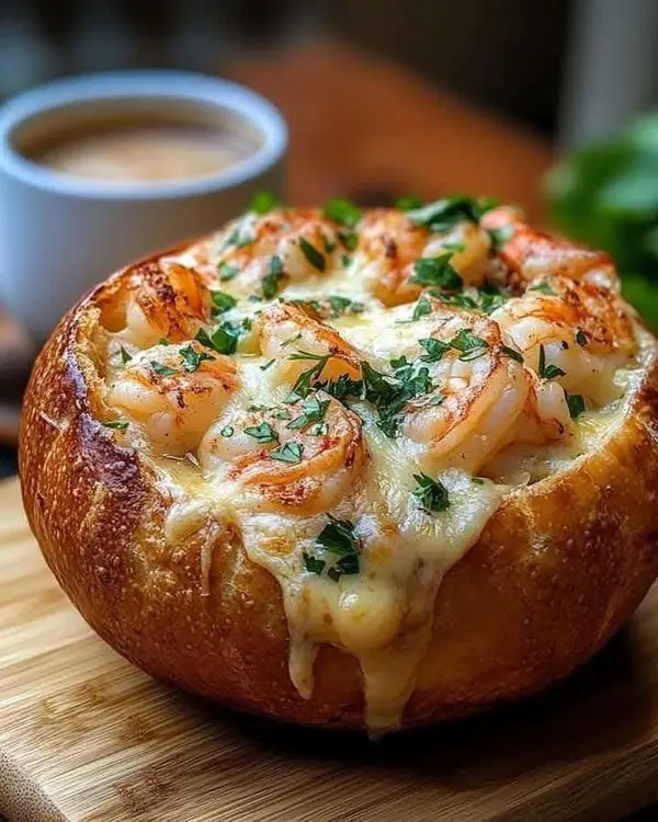 🍤🧀 Creamy Shrimp Cheese Bread Bowl
