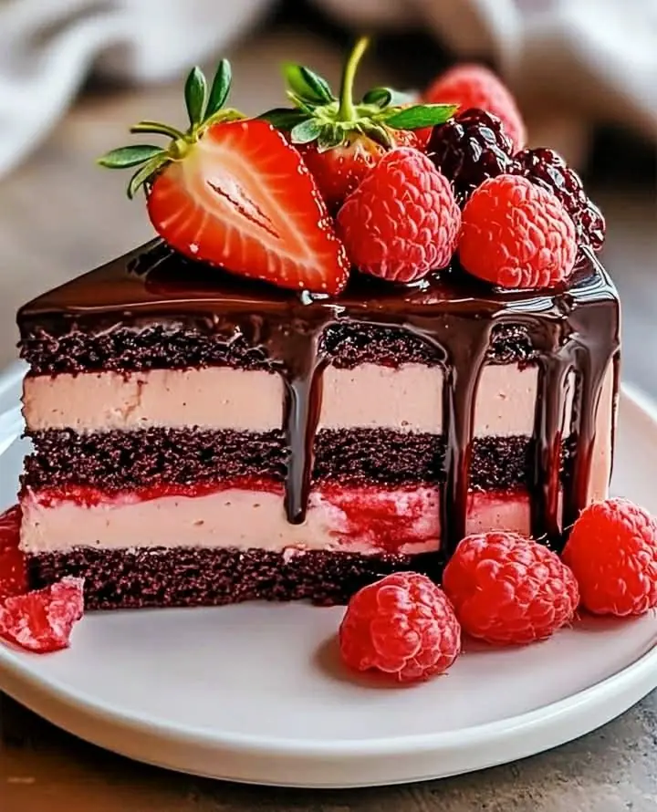 🍫🍓 Chocolate Strawberry Cheesecake Bars