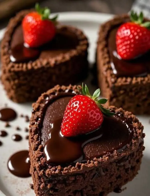 🍫🍓 Mini Chocolate Lava Cakes (Heart Style)