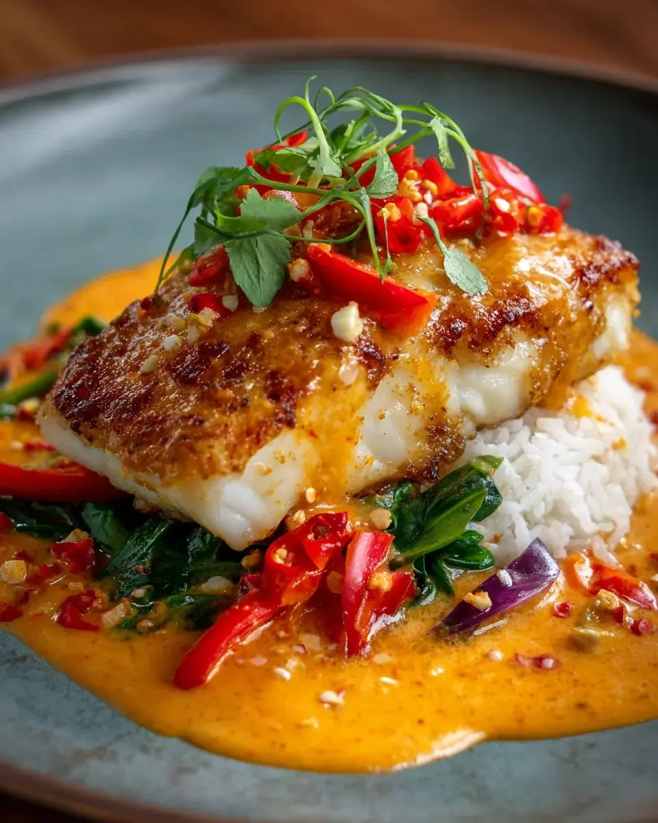 🐟 Pan-Seared Fish with Spicy Coconut Curry Sauce