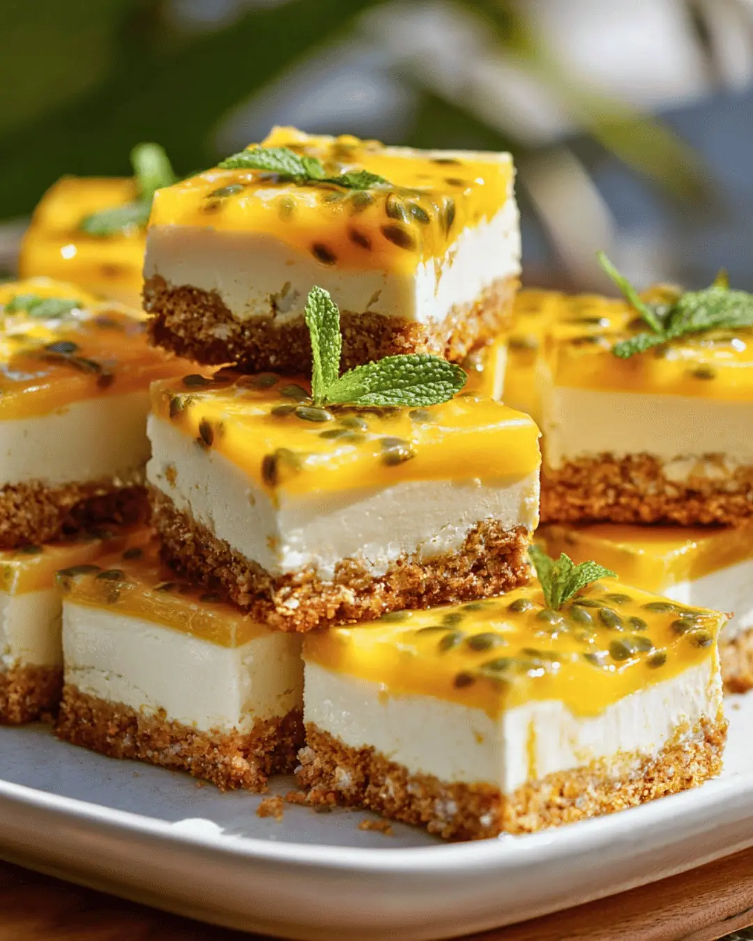 Mango Passionfruit No-Bake Cheesecake – A Bright, Tropical Cheesecake with Clean Set and Silky Texture