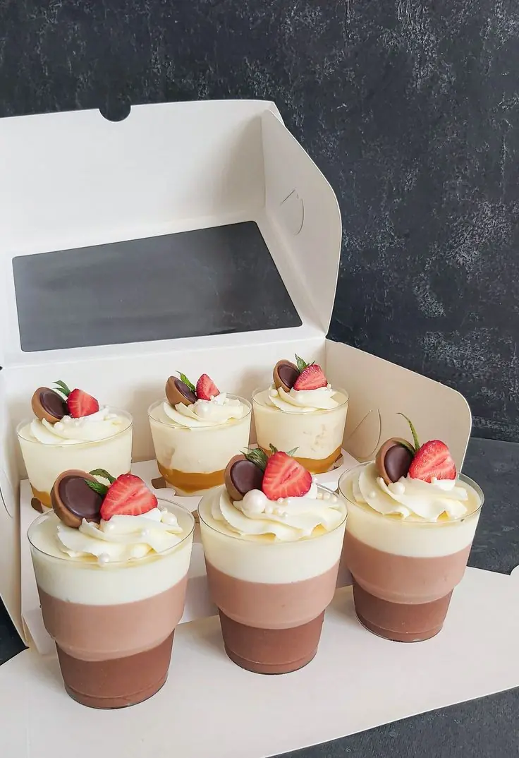 Layered Chocolate & Vanilla Mousse Cups