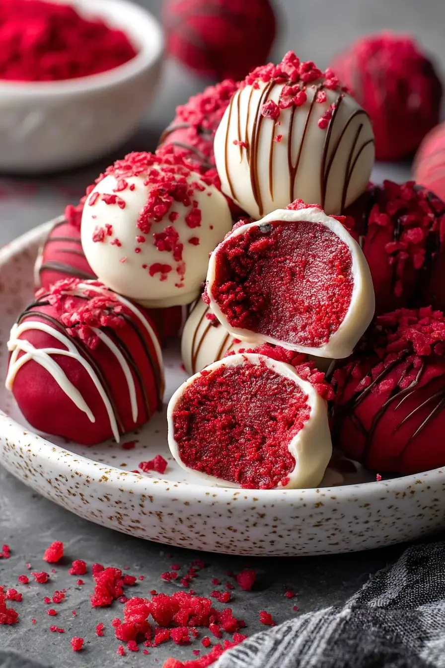 Red Velvet Cake Balls (White Chocolate Coated)