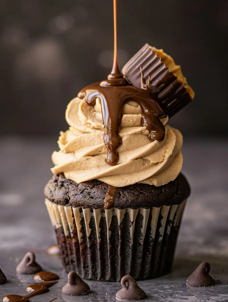 Chocolate Peanut Butter Lava Cupcakes