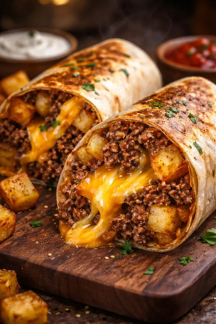 Cheesy Beef & Potato Burrito