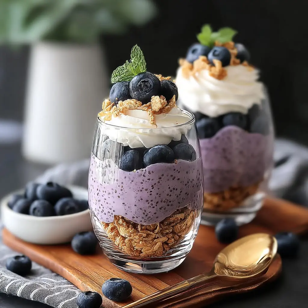 Blueberry Yogurt Chia Parfait with Granola