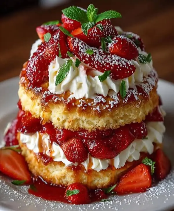 Strawberry Shortcake with Fresh Strawberries & Whipped Cream