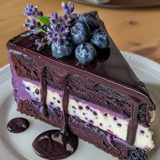Blueberry Chocolate Mousse Layer Cake