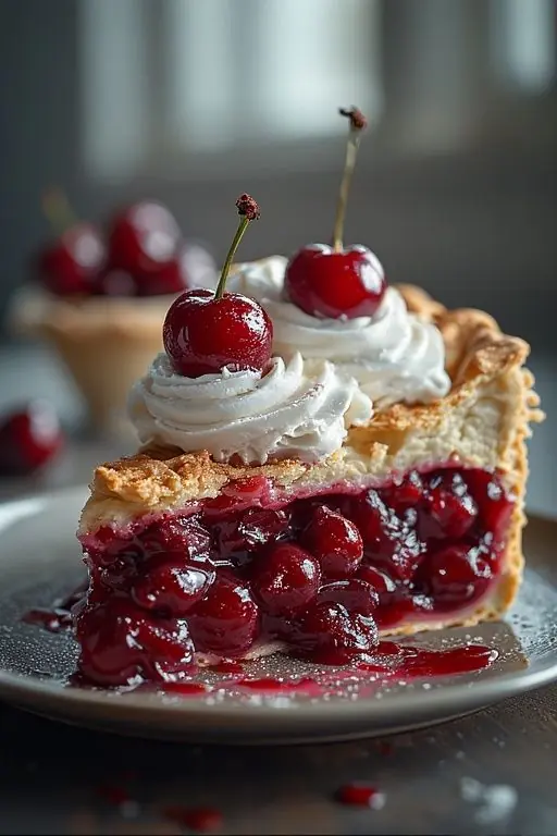 Classic Cherry Pie with Whipped Cream