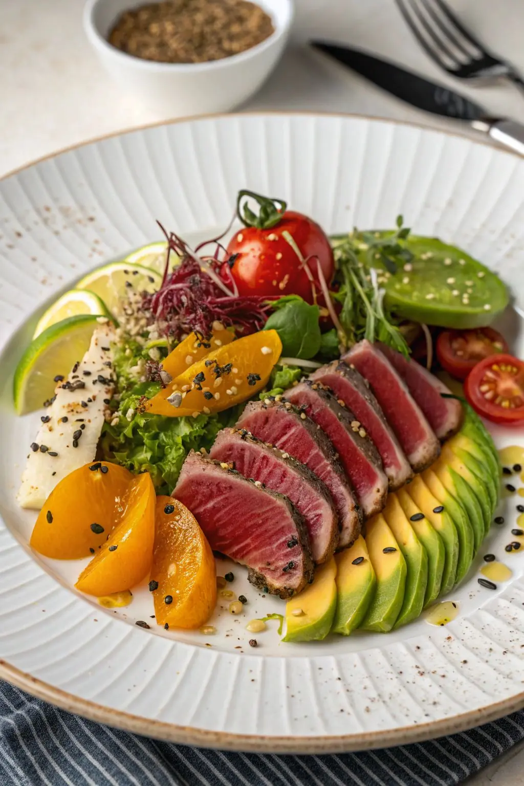 Seared Ahi Tuna Salad with Fresh Vegetables