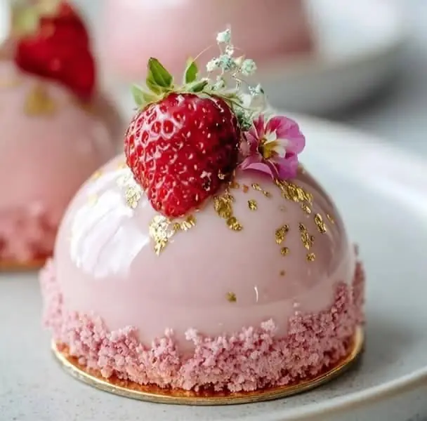 Strawberry Mirror Glaze Mousse Cake