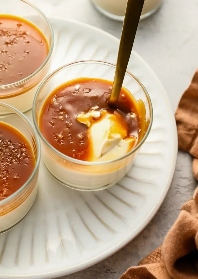 Salted Caramel Panna Cotta – Silky Vanilla Cream Dessert with Caramel Sauce