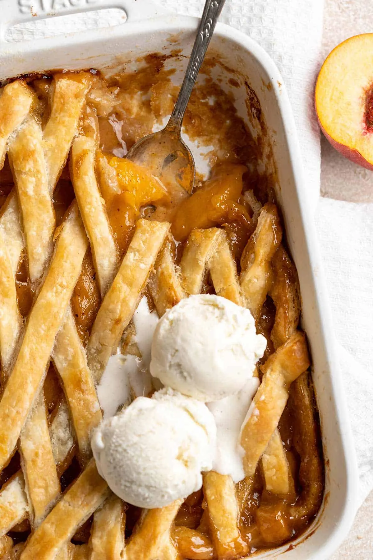 Peach Cobbler – Baked Peaches with Buttery Golden Cobbler Topping