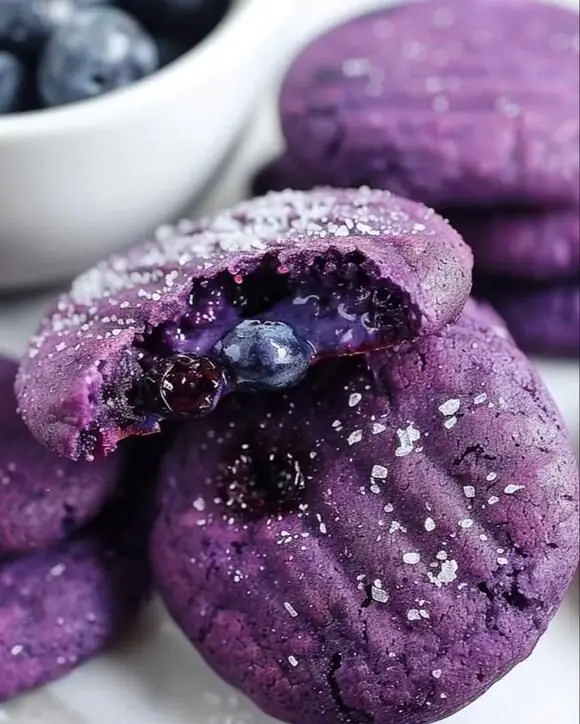 Purple Blueberry Crinkle Cookies