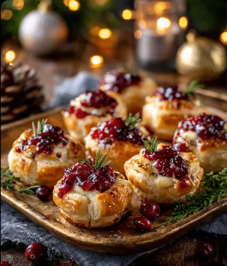 Cranberry Brie Puff Pastry Bites