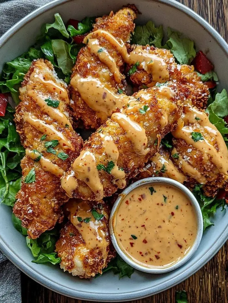Crispy Chicken Tenders with Spicy Honey Mustard Sauce