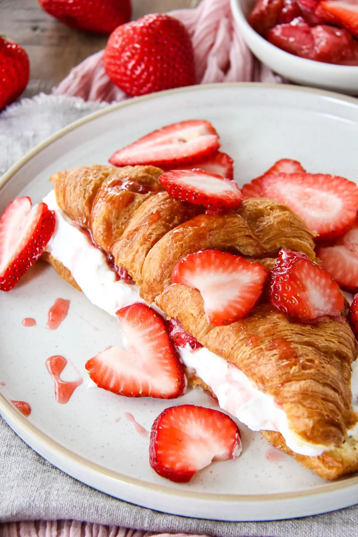 Strawberries and Cream Croissant – Buttery Croissant with Fresh Cream and Strawberries