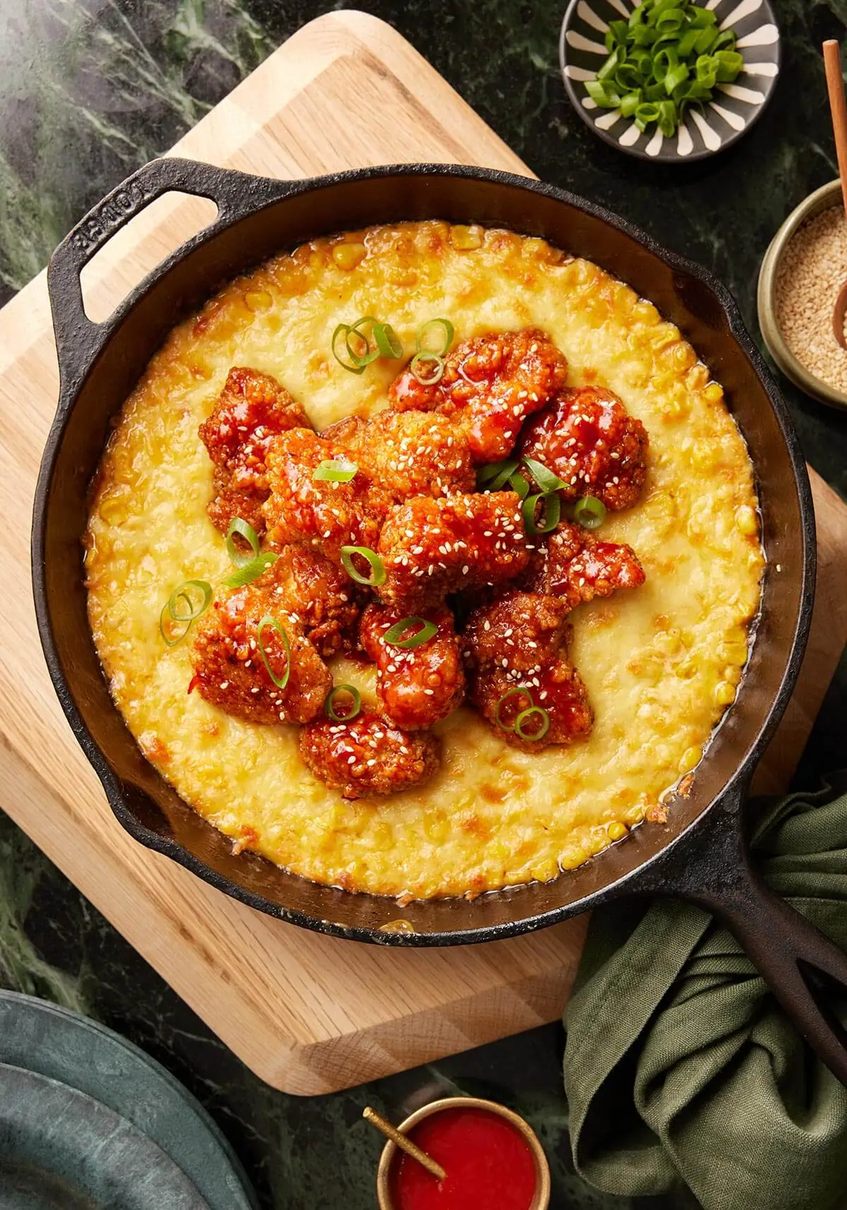 Korean Cheese Corn Chicken – Cheesy, Sweet-Savory Chicken with Stretchy Melt
