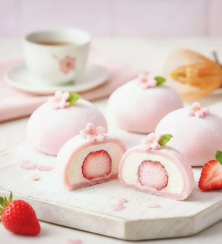 🌸 Japanese Daifuku Mochi (Soft Rice Cake with Sweet Filling)