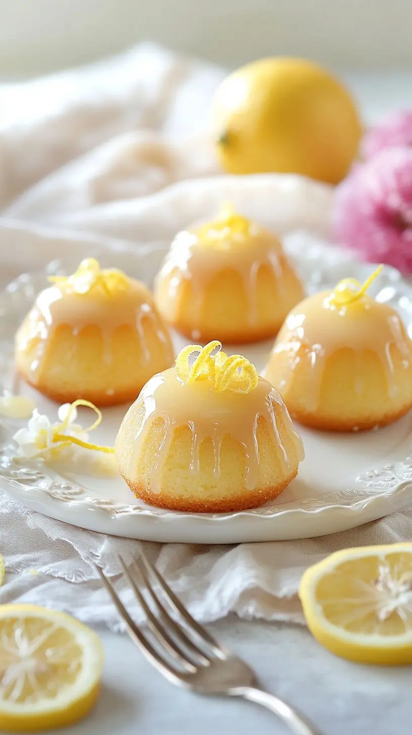 🍋 Mini Lemon Drip Cakes (Soft Lemon Sponge with Glaze)