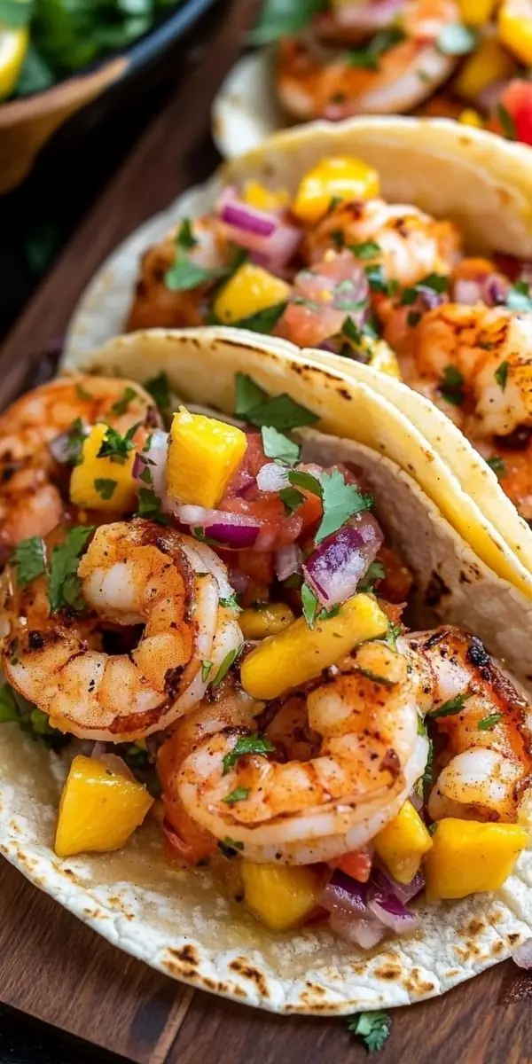 🌮 Grilled Shrimp Tacos with Mango Salsa