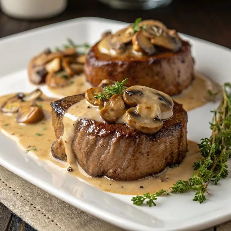🥩 Steak with Creamy Mushroom Sauce