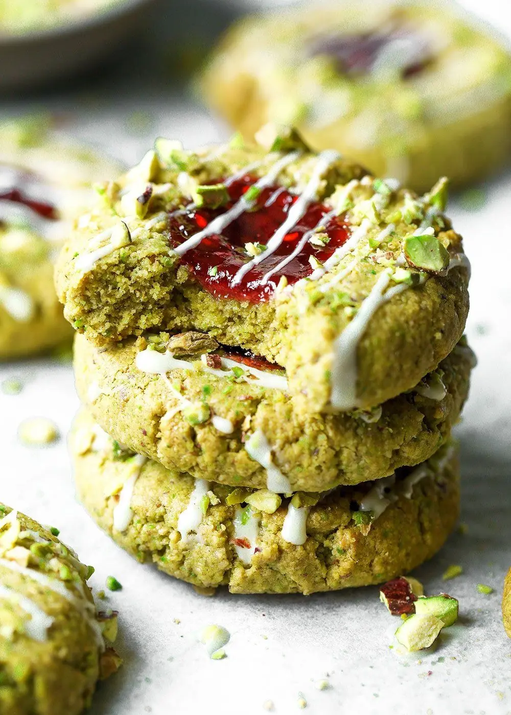 🍪 Pistachio Thumbprint Cookies (Jam-Filled)
